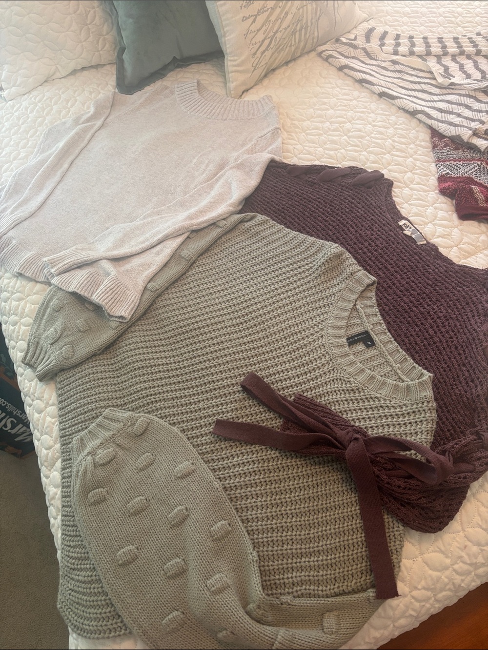 Sweater Bundle:  Old Navy Ruffled Hem, Moon & Madison Hobnail Sleeves, Jolt Bows